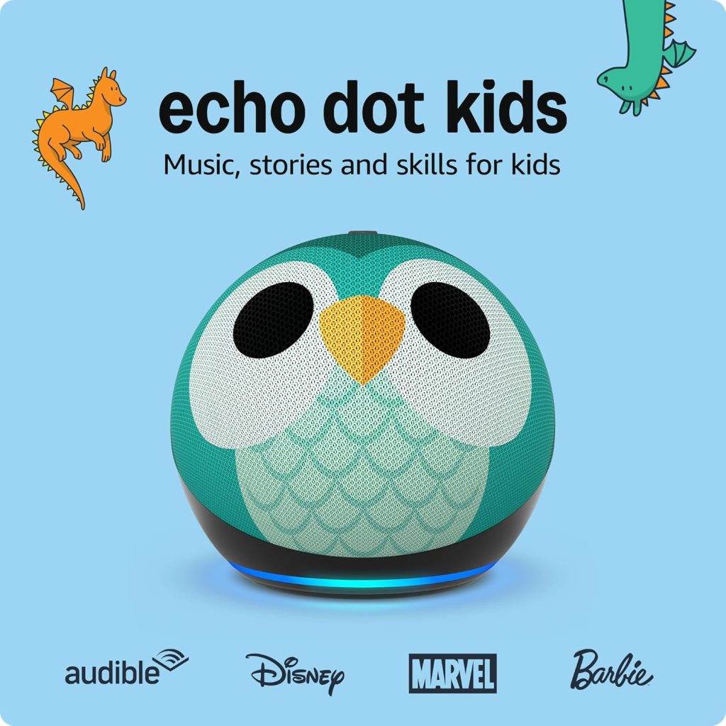 Amazon Echo Dot Kids (2022 release), Designed for kids, with Alexa+ Early Access, parental controls, Includes 1 Year of Amazon Kids+, Ow