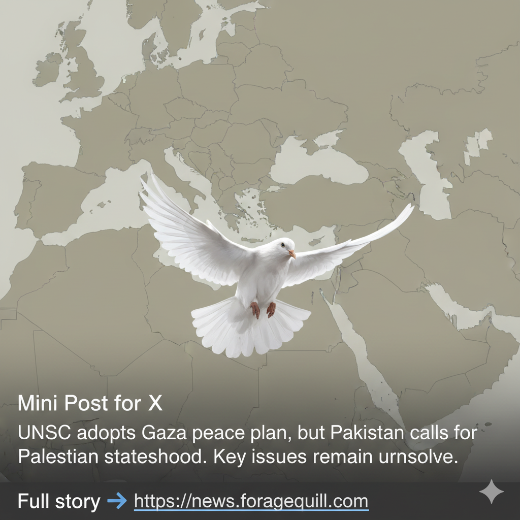 Pakistan calls for ending occupation of Palestine after UNSC adopts resolution on Gaza peace plan